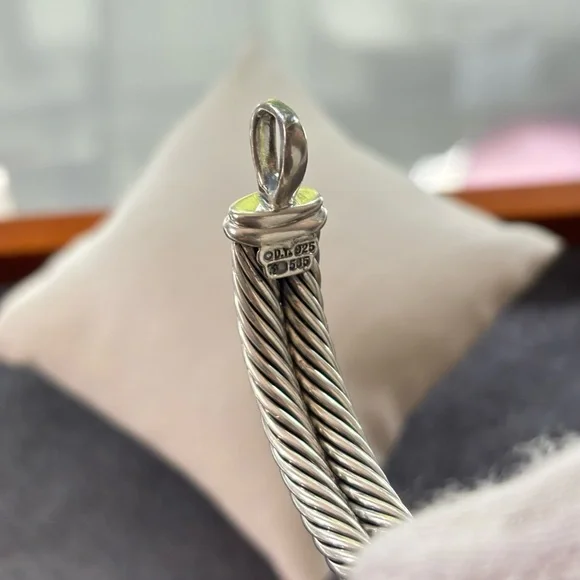 David Yurman 925 & 14k Gold Double Cable Metro Bracelet-Small - Picture 2 of 9